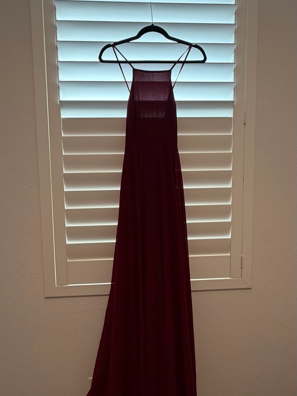 Lulu's Wine Burgundy Maxi Dress with Double Spaghetti Straps